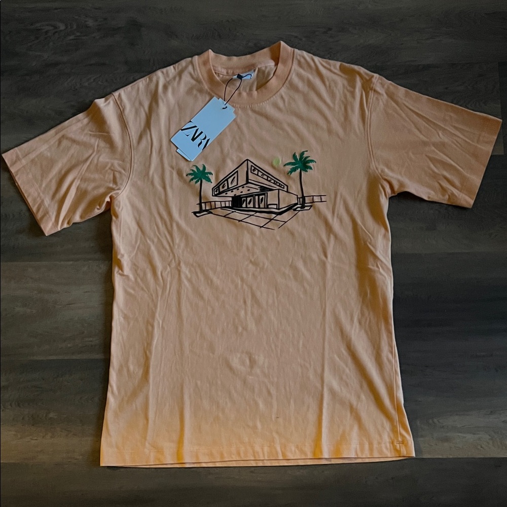 Zara Light Orange Graphic Tee